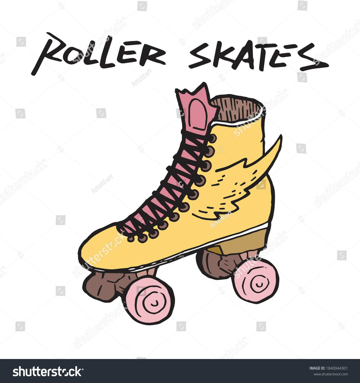stock-vector-roller-skates-with-wings-inked-in-yellow-illustration-with-letters-exercise-footwear-and-sport-1840044301